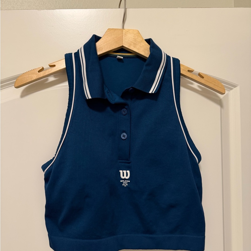 Wilson Poseidon Blue Topspin Seamless Polo size large L